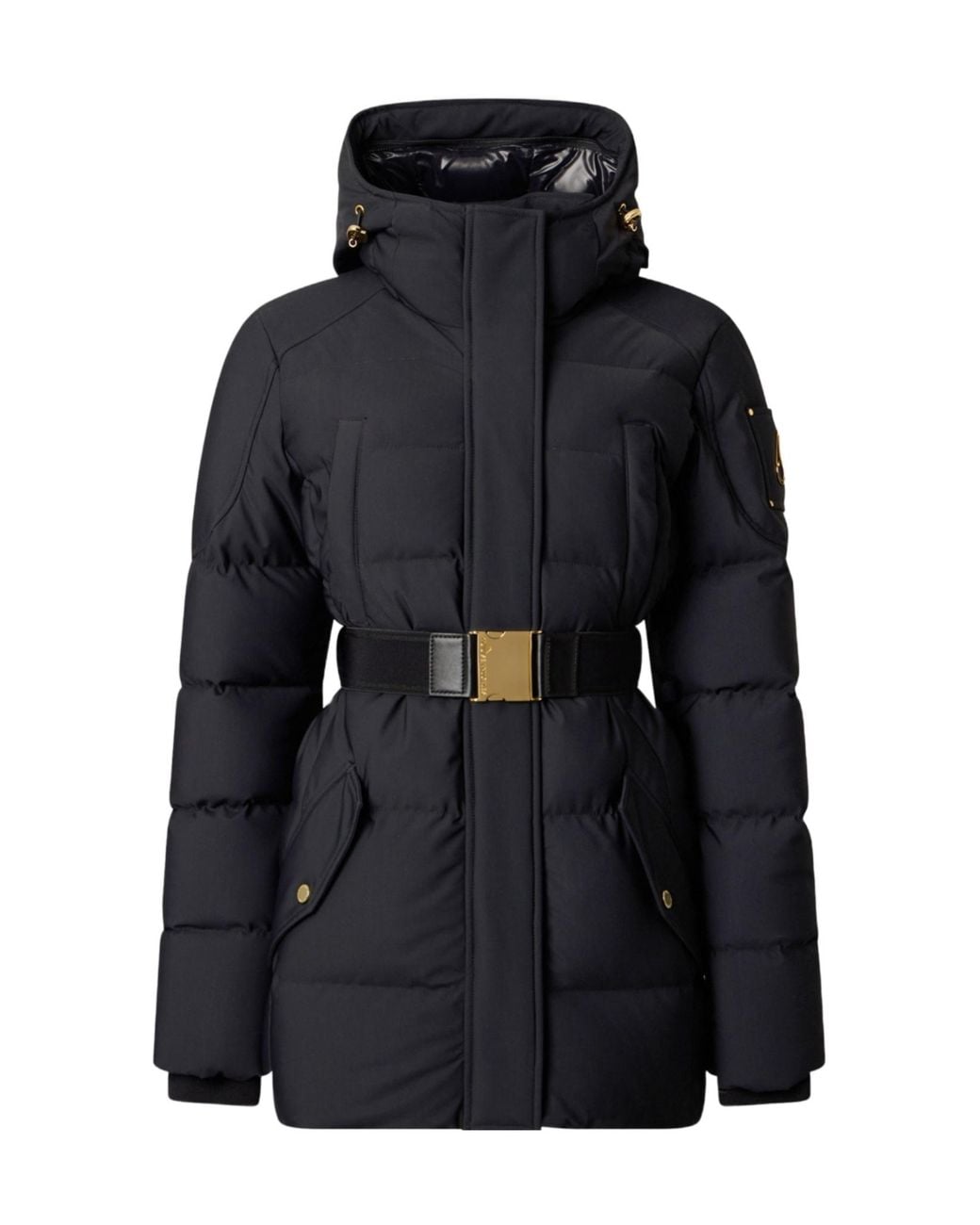 Moose Knuckles Black 3Q Belted Hooded Down Jacket