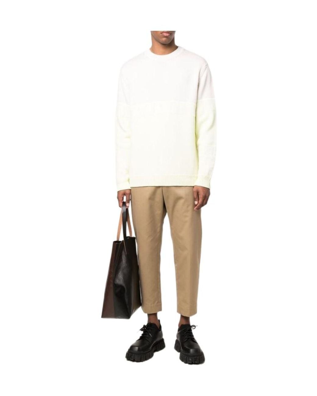 Fendi White Ff Karligraphy Two-Toned Jumper for men
