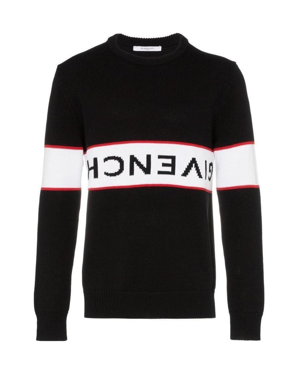 Givenchy Black Upside Down Logo Cotton Sweater for men