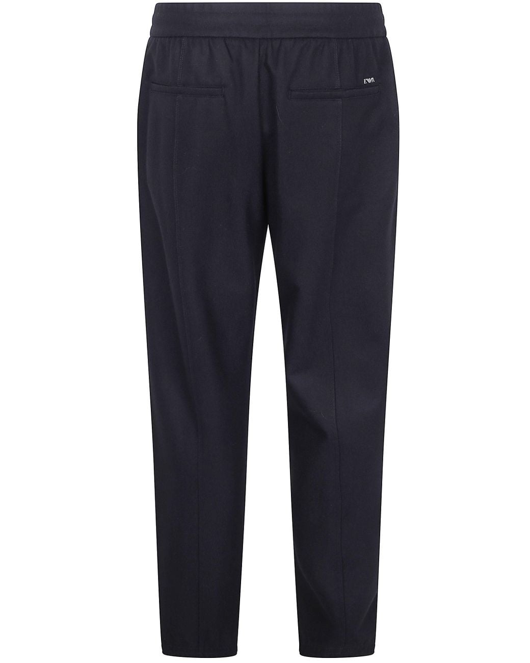 Emporio Armani Blue Elasticated-Waist Wool Trousers for men