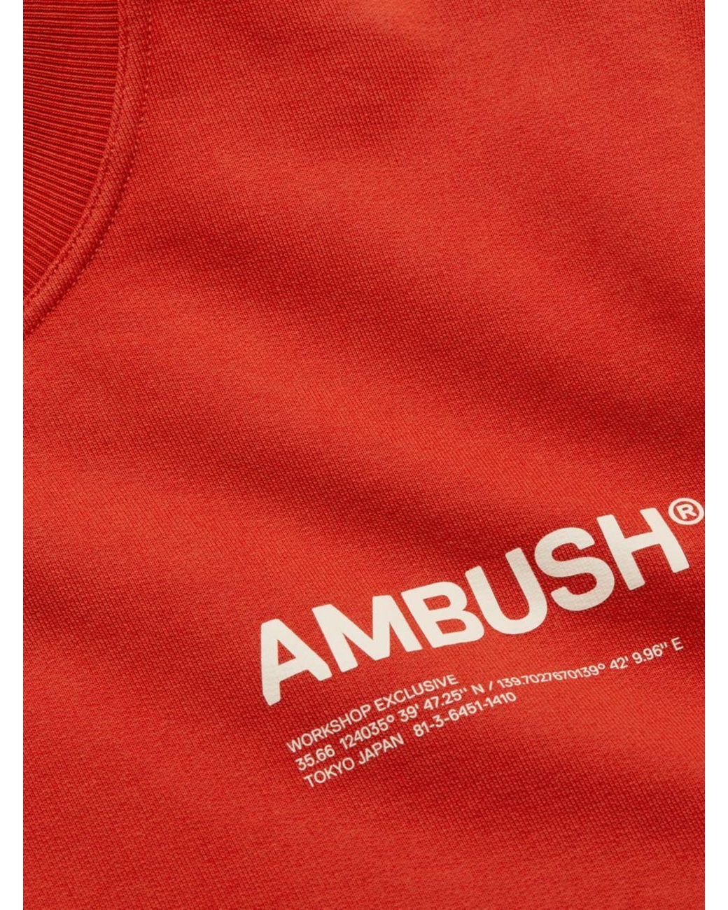 Ambush Red Logo-Print Crew-Neck Relaxed Sweatshirt for men