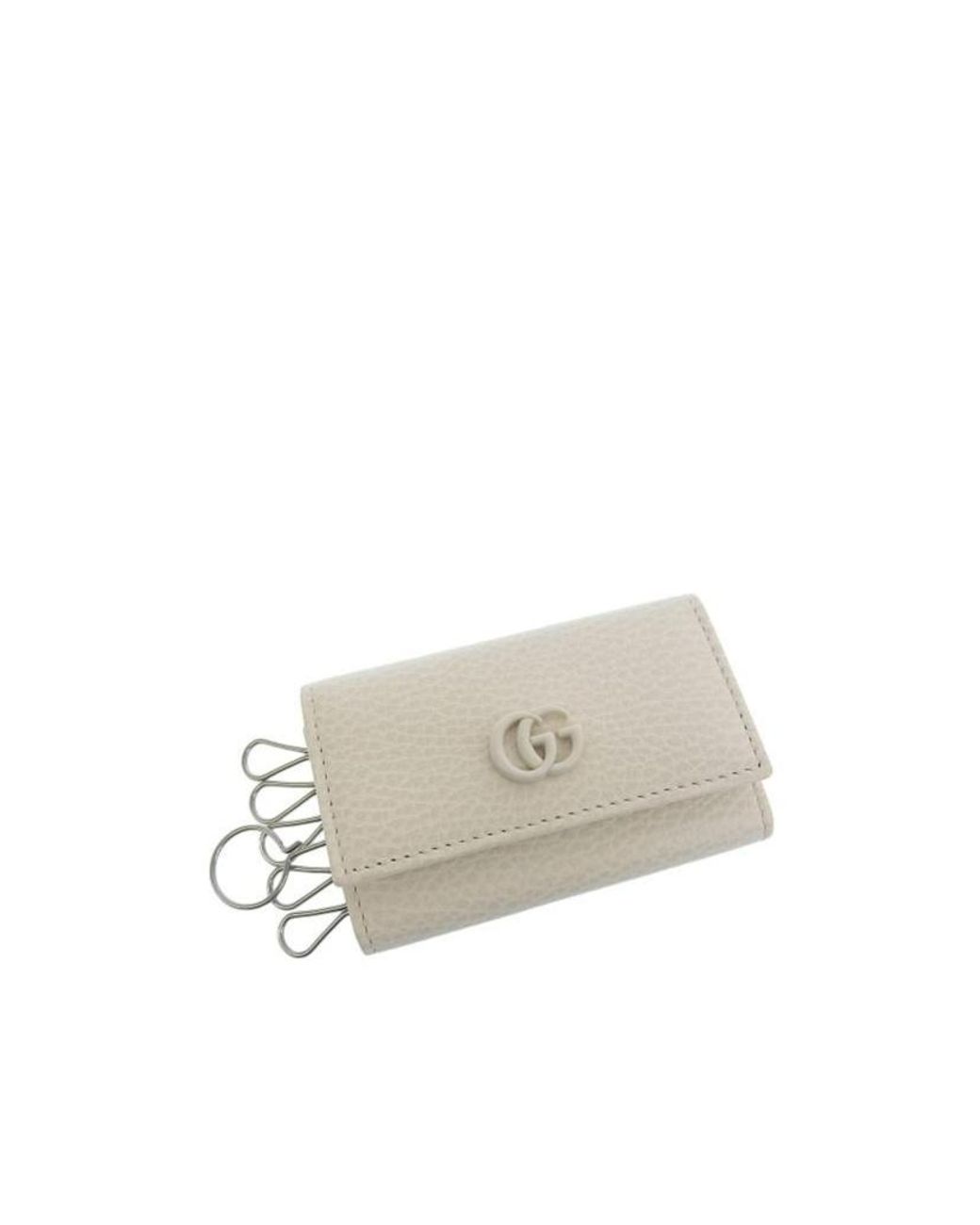 Gucci White Gg Marmont Snap Key Bag