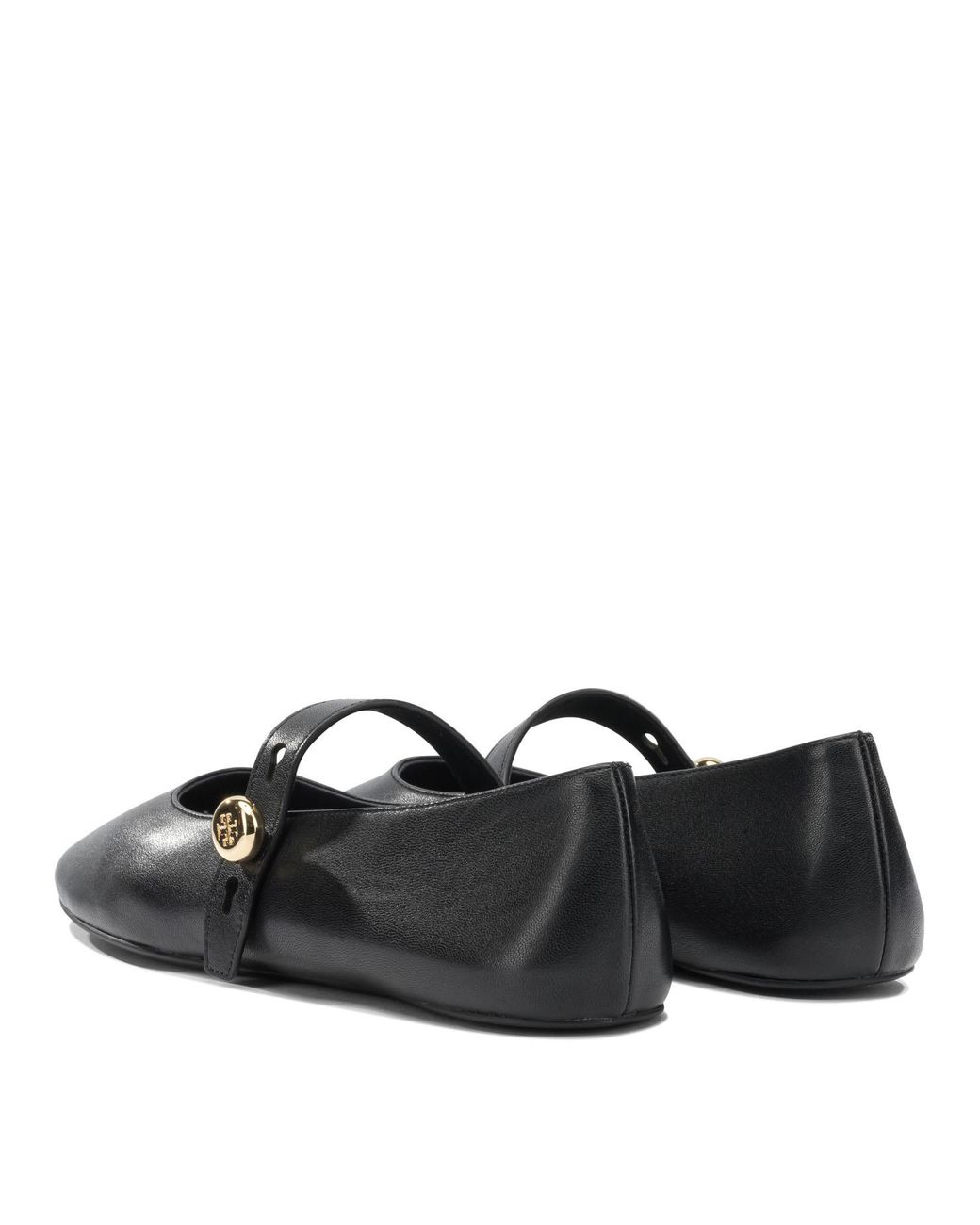 Tory Burch Black Logo-Strap Ballet Flats