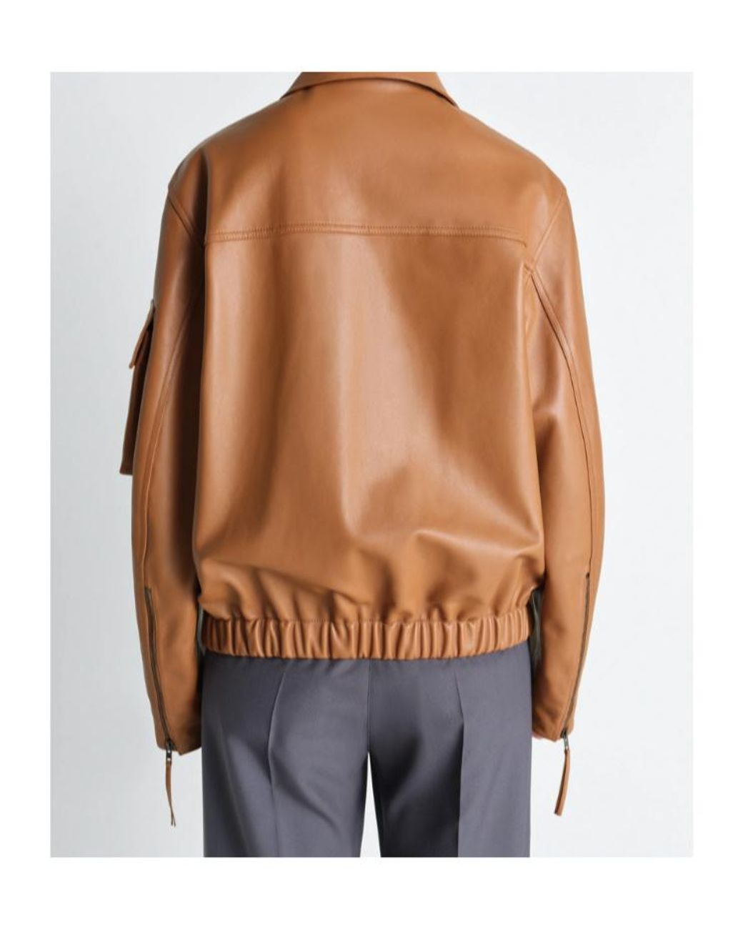Lemaire Brown Multipocket Leather Jacket for men
