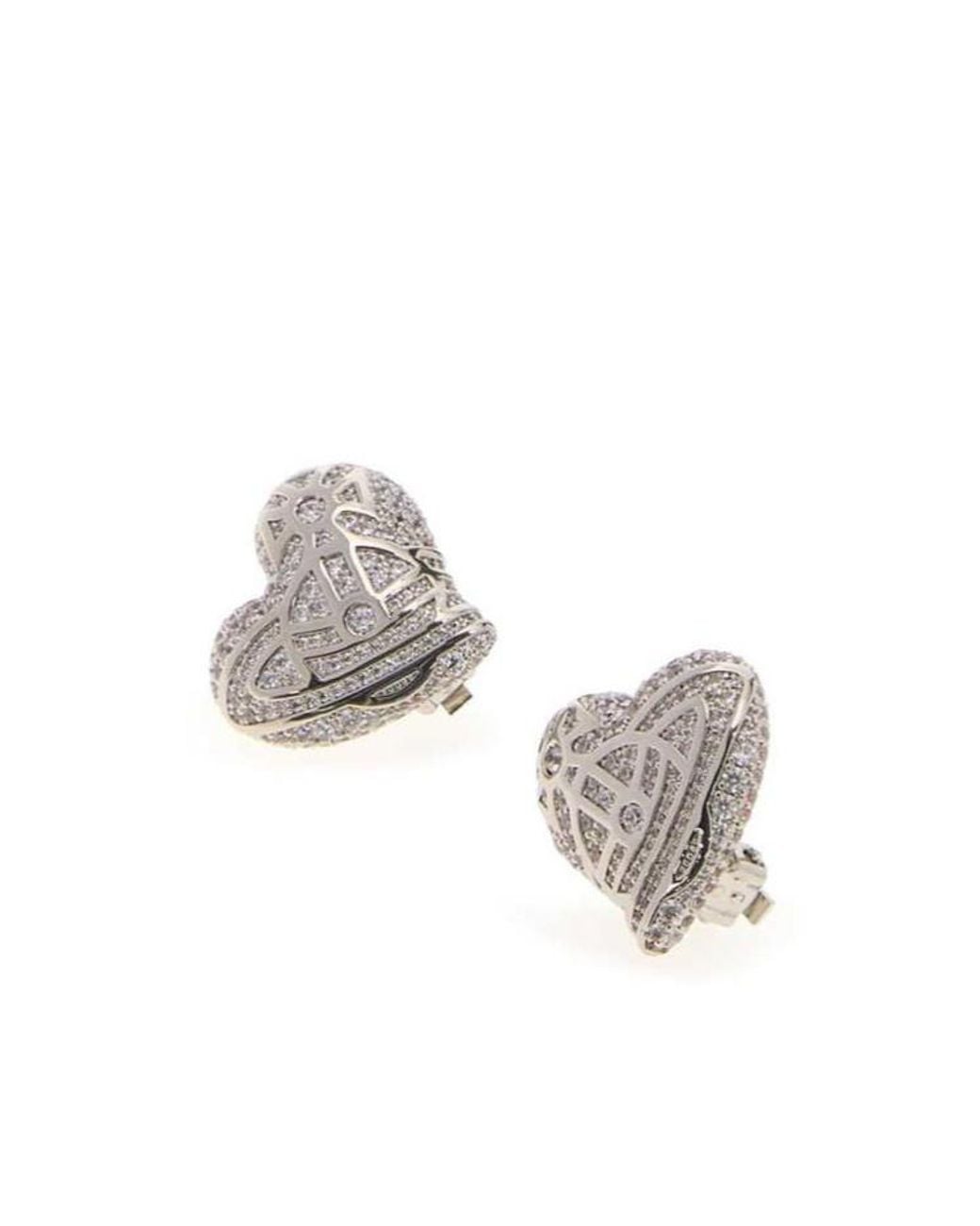 Vivienne Westwood White Evangeline Heart Stud Earrings