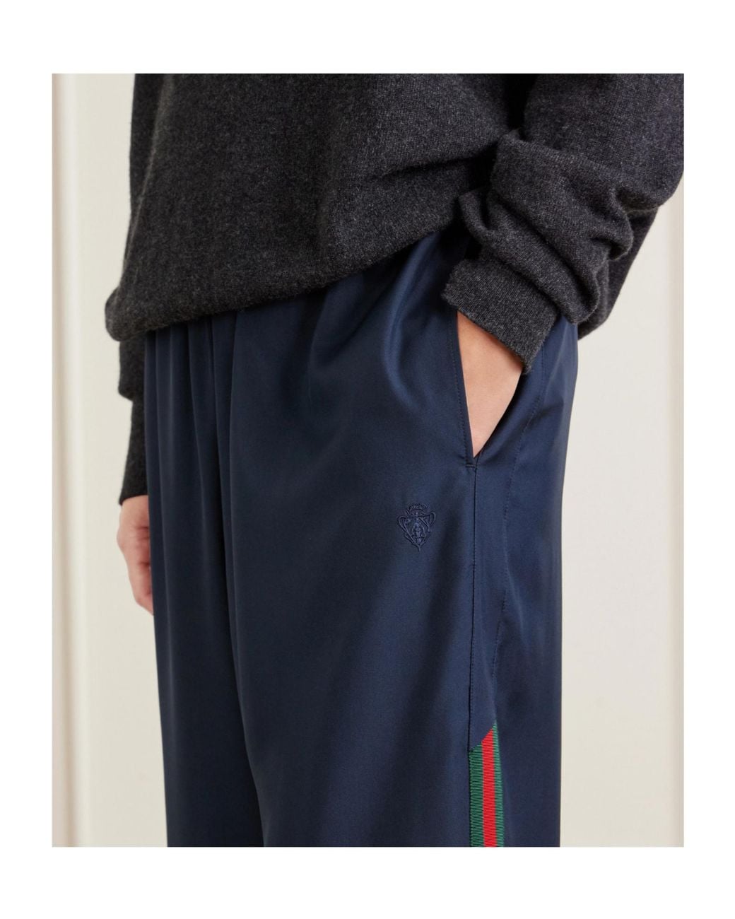 Gucci Blue Web Detailed Poplin Pants