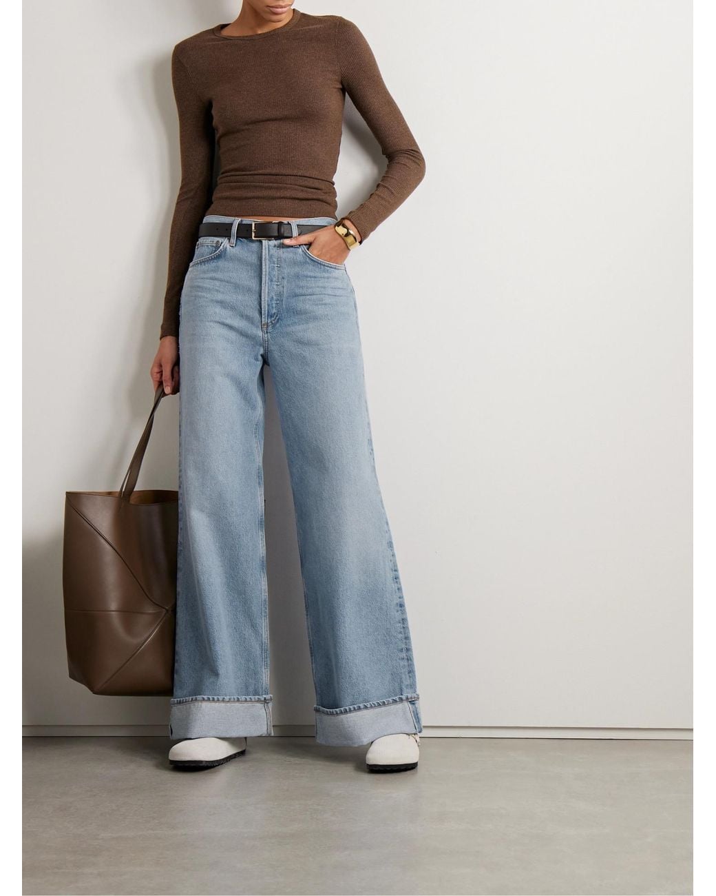 Agolde Blue High-Rise Wide-Leg Jeans