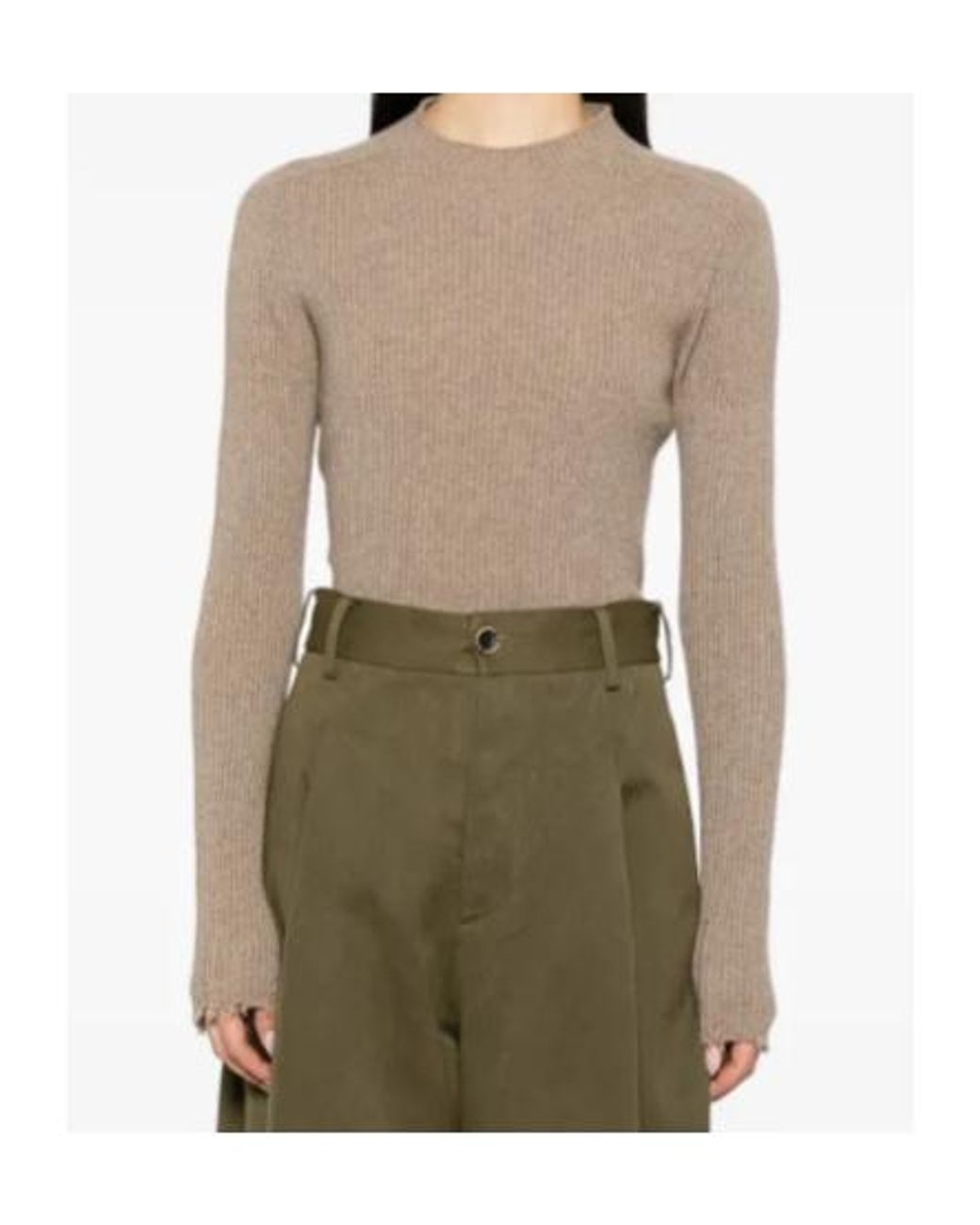 Uma Wang Brown Long-Sleeved Crew Neck Cashmere Sweater