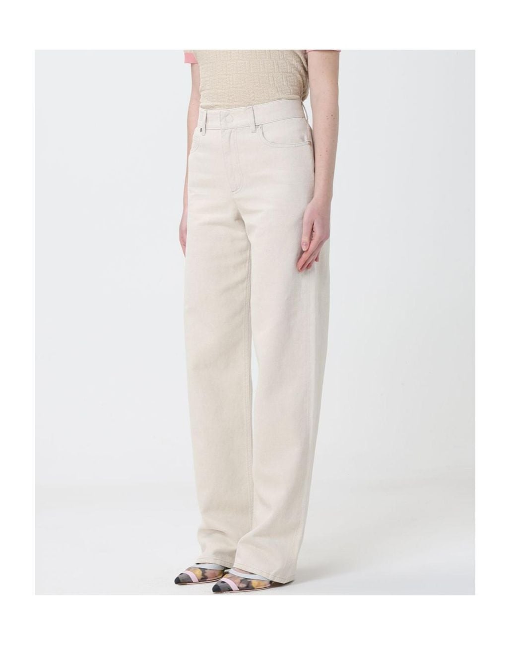 Fendi White Logo Detailed Straight-Leg Jeans