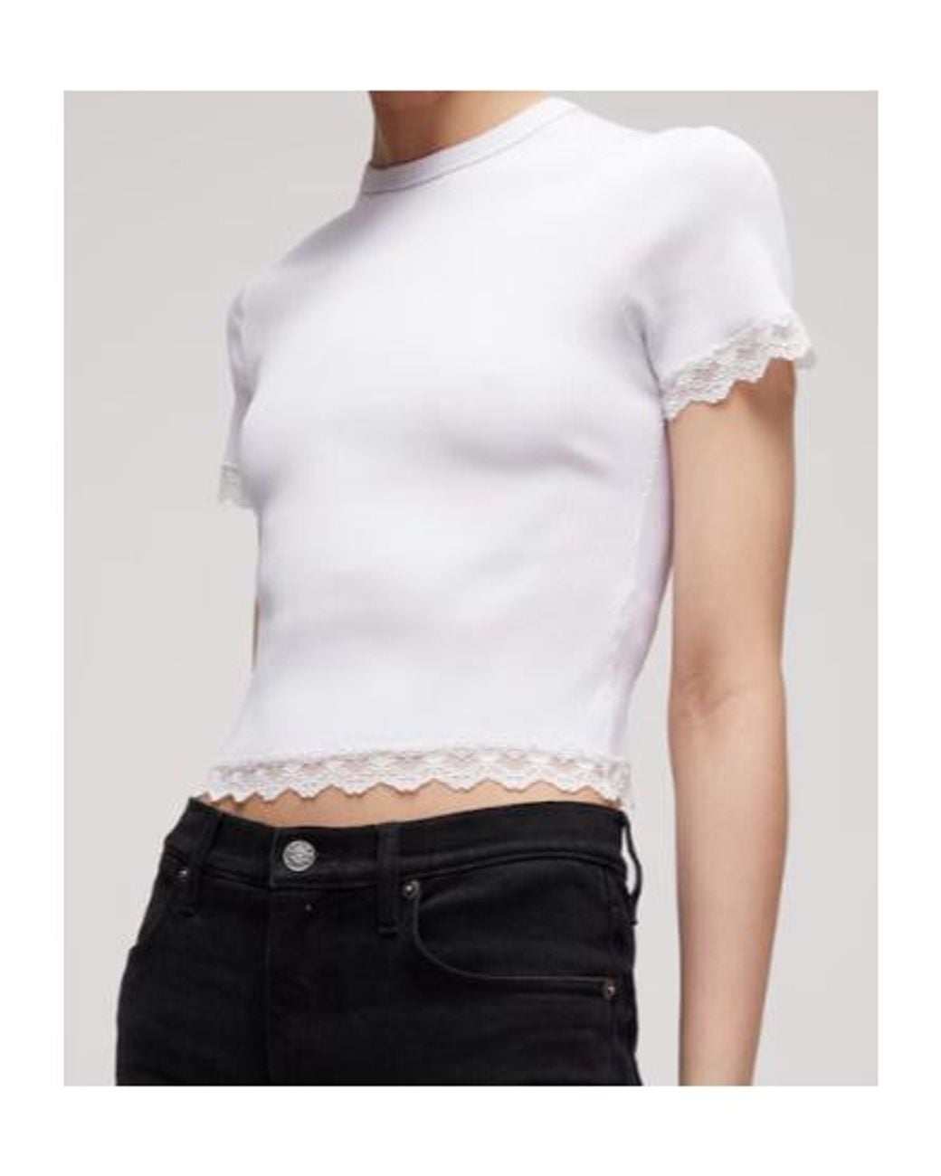Gucci White Matte Viscose Rib Stitch T-Shirt