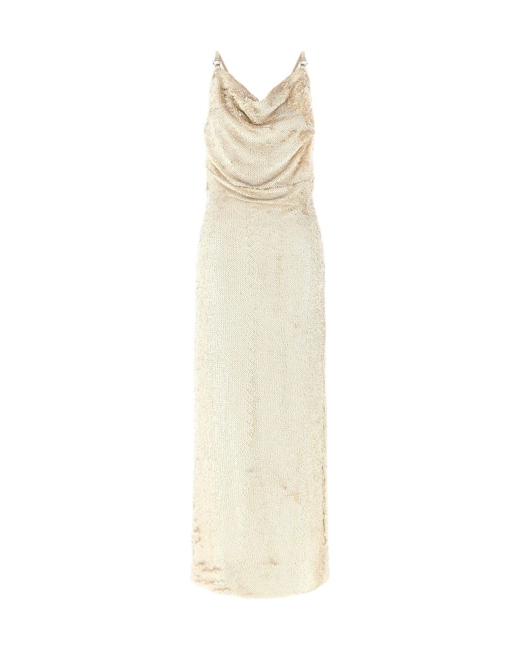 Coperni White Sequin-Embellished Draped Dress