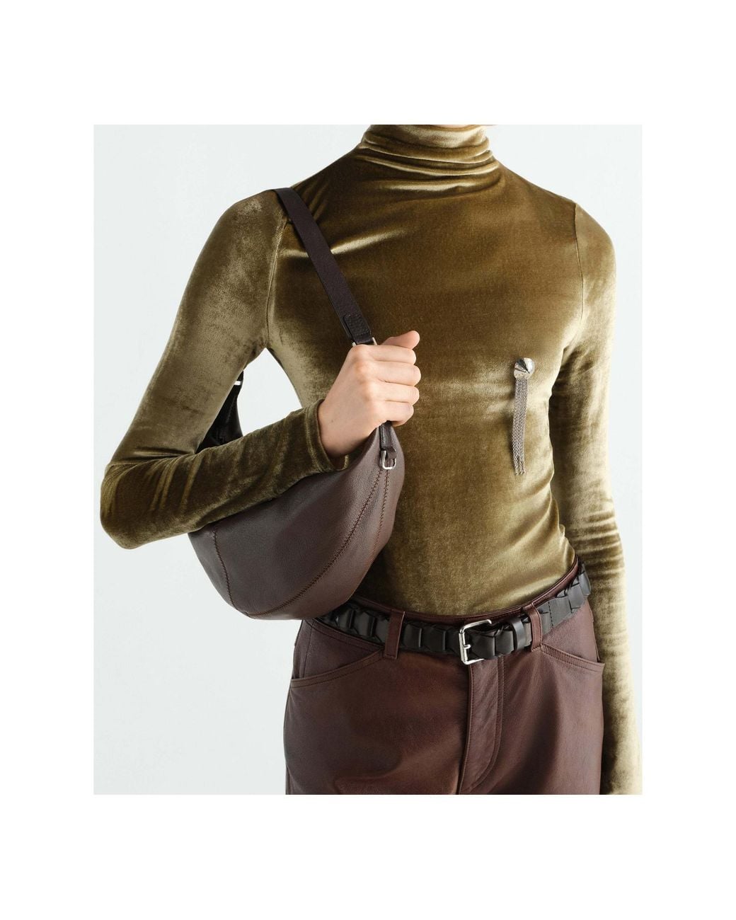 Lemaire Brown Quiver Clip Bag