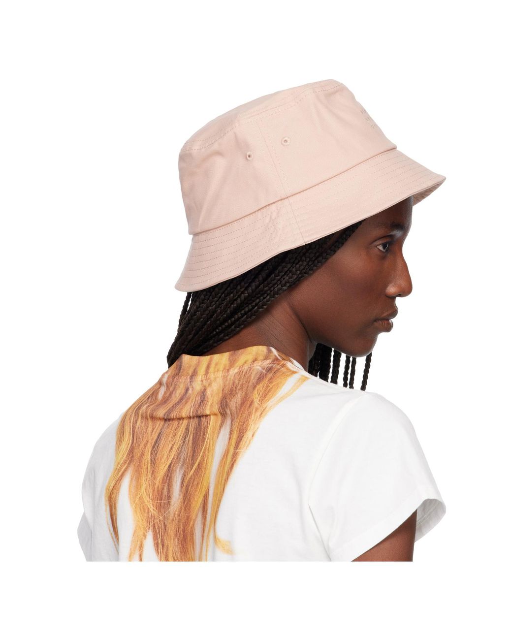 MM6 by Maison Margiela Natural Logo Embroidered Bucket Hat for men