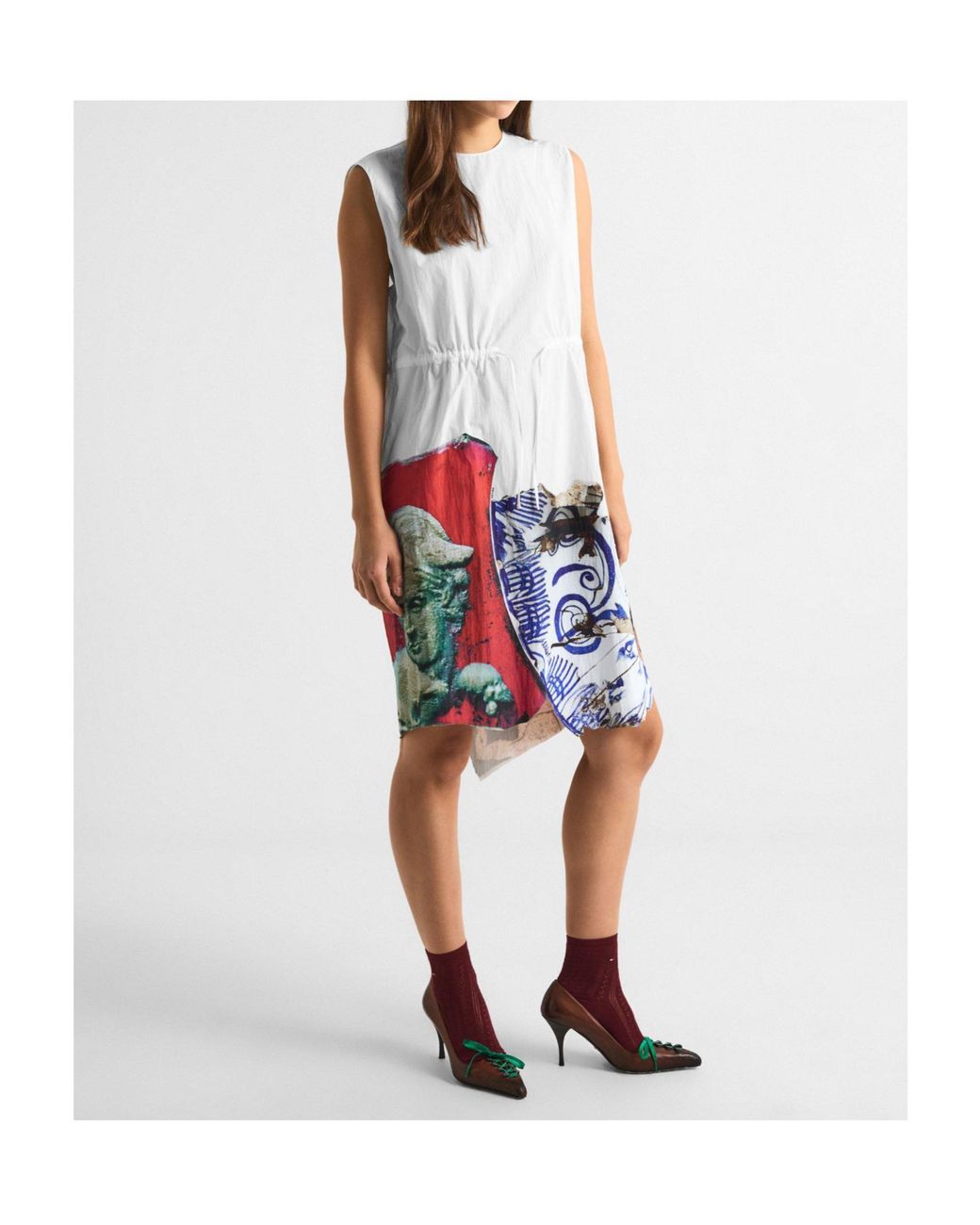 Prada White Simple Printed Skirt