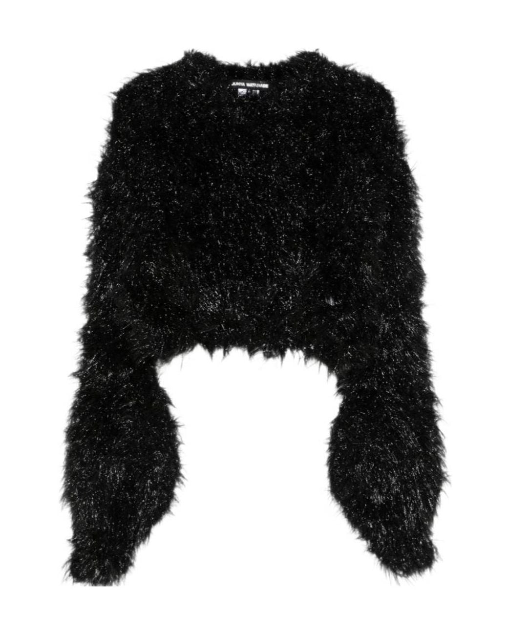 Junya Watanabe Black Metallic-Effect Cropped Sweater