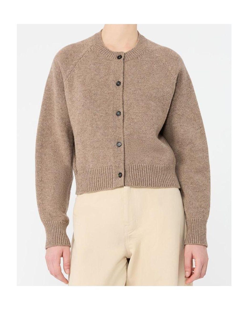 Weekend by Maxmara Natural Button-Up Wool Cardigan