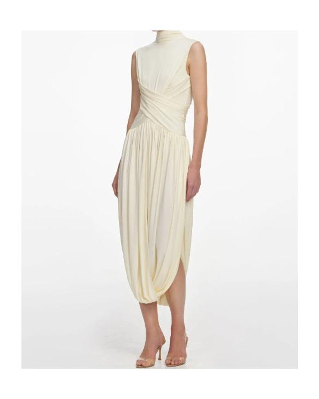 Self-Portrait Natural Draped Jersey Midi Dress