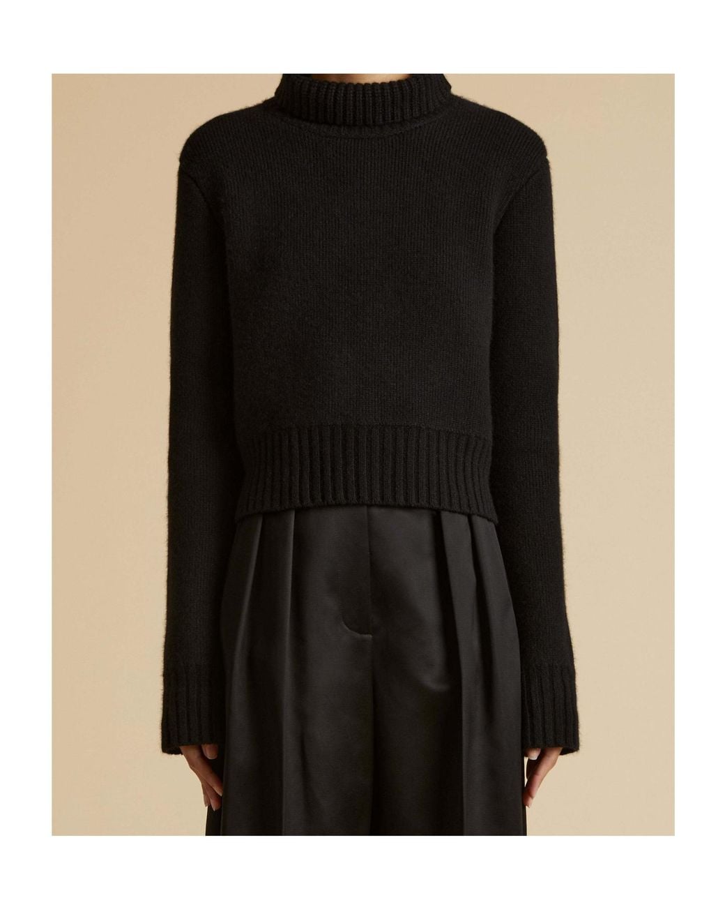 Khaite Black Jovie Turtleneck Cropped Jumper