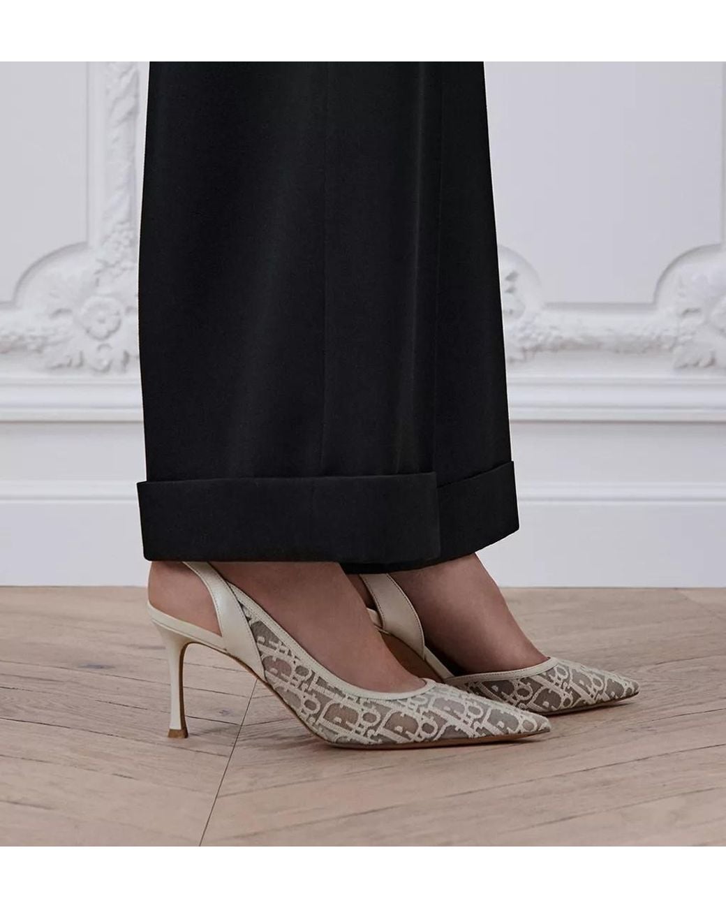 Dior White Aable Slingback Pump
