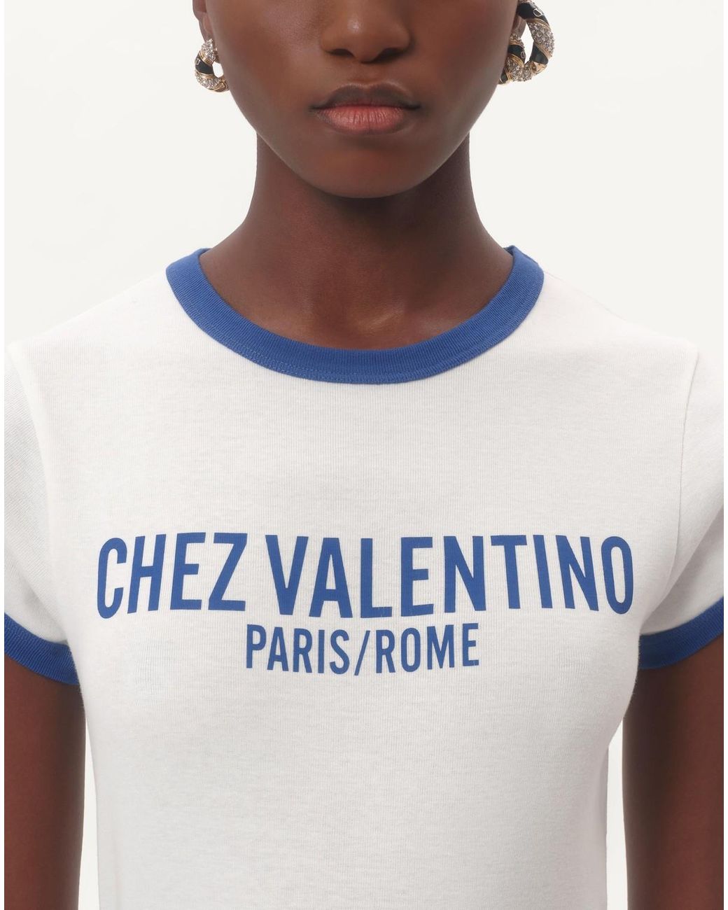 Valentino White Chez -Printed Crewneck T-Shirt