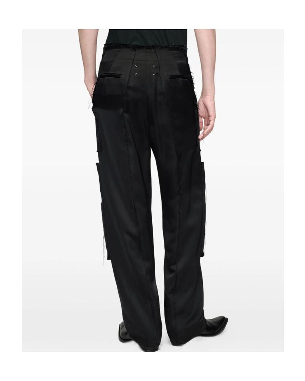 Maison Margiela Black Patchwork Satin Trousers for men