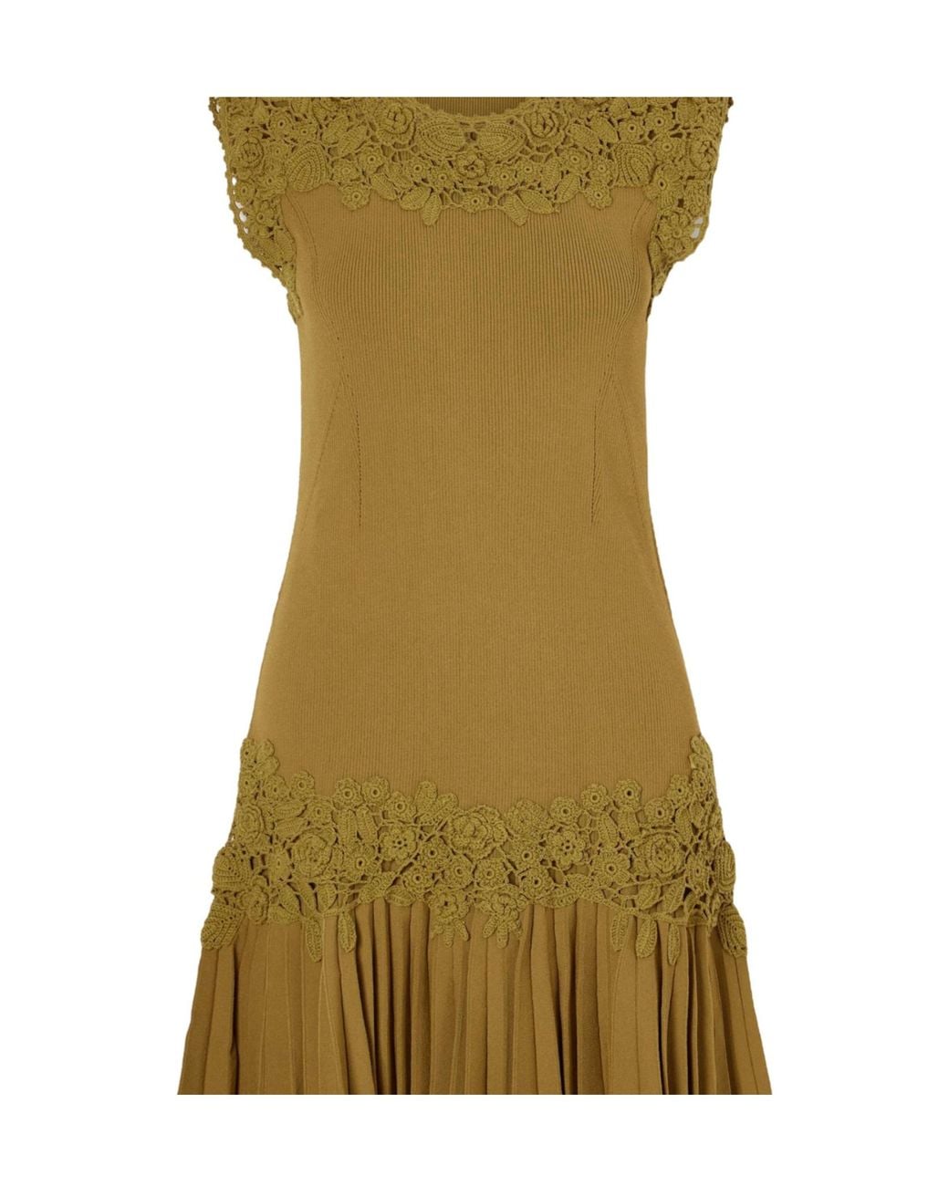 Ulla Johnson Green Crochet-Trimmed Ribbed Mini Dress