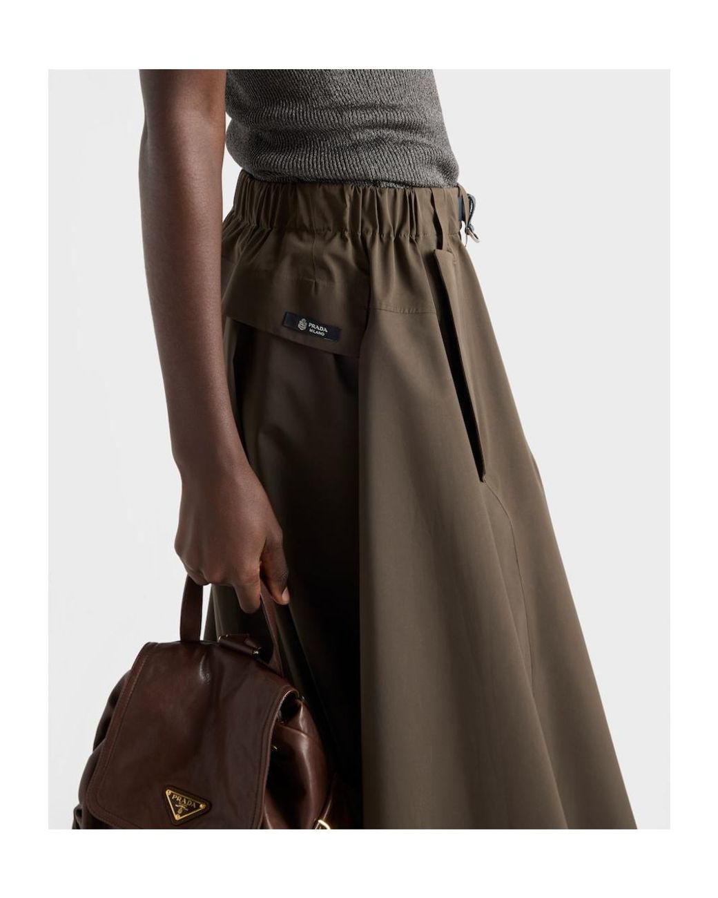 Prada Green Belted Midi Skirt
