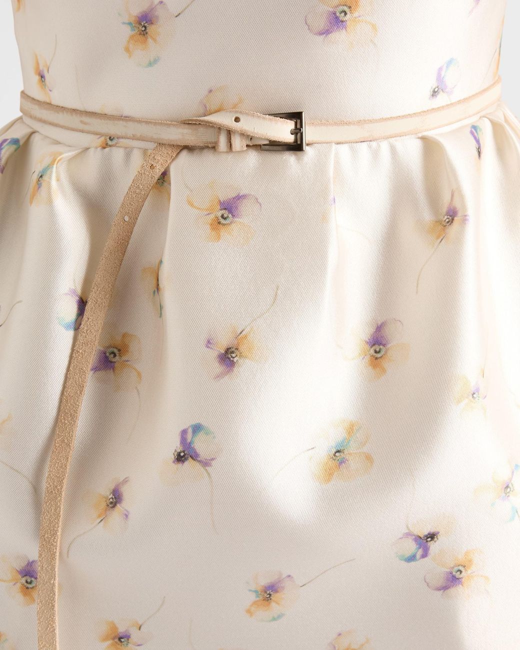Prada White Long Floral Print Silk And Wool Dress