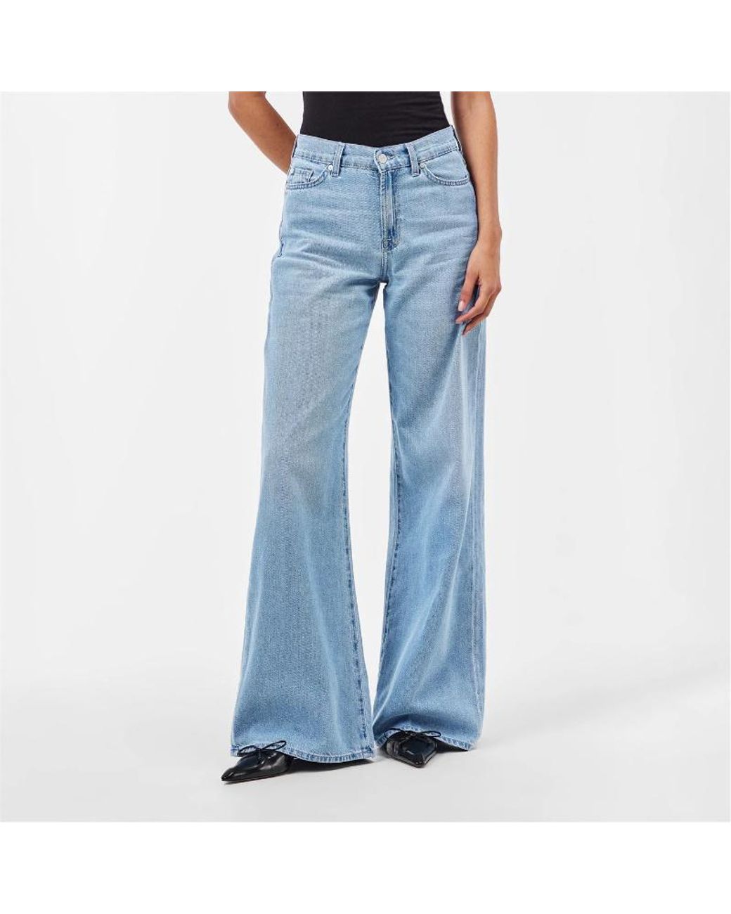 7 For All Mankind Blue Lotta Wide Leg Jeans