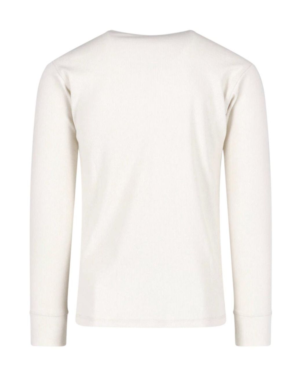 Lemaire White Ribbed Henley Long Sleeved Top for men