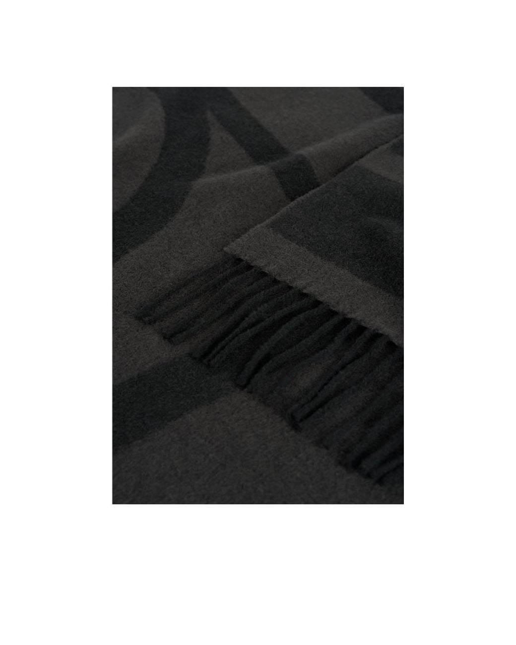 Totême Black Totême Monogram Jacquard Fringed-Edge Scarf