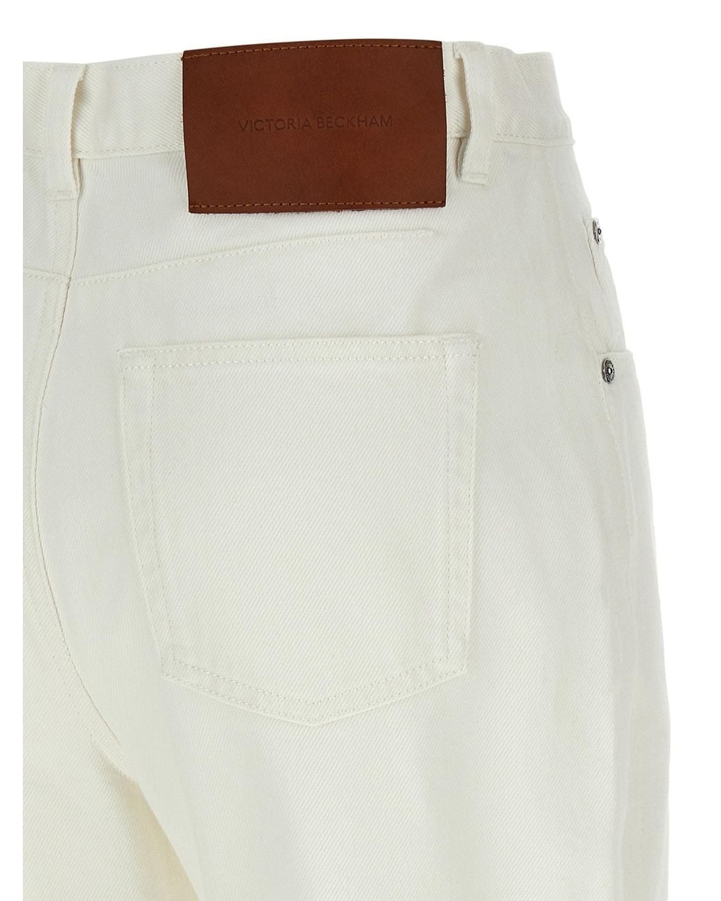 Victoria Beckham White High-Waist Cropped Jeans