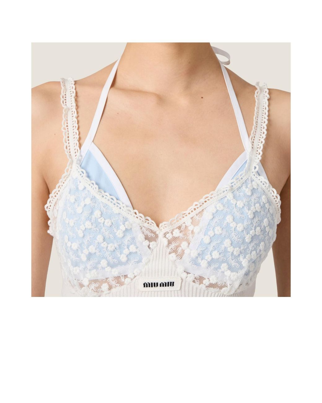 Miu Miu White Cotton And Lace Dress