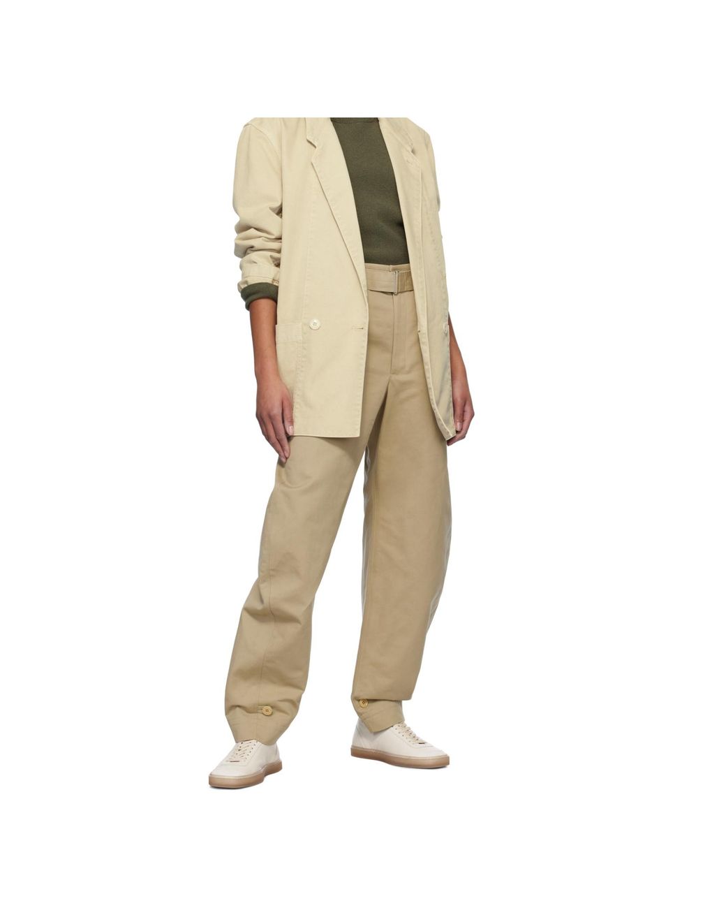 Lemaire Natural Belted Tapered Leg Trousers