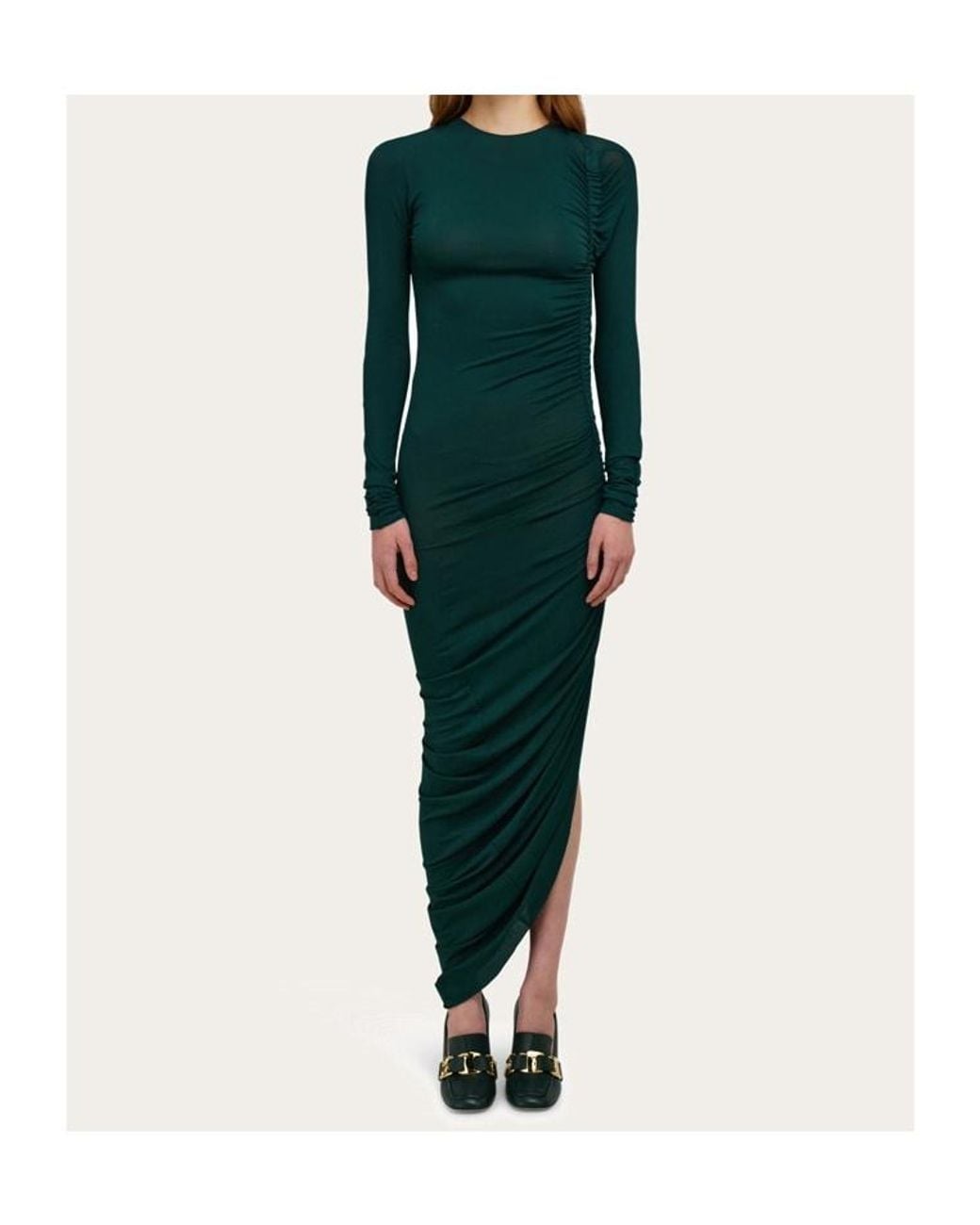 Ferragamo Green Ferragamo Asymmetric Dress