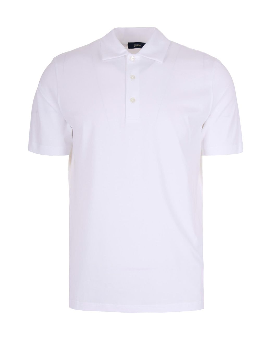Herno White Button Detailed Short-Sleeved Polo Shirt for men