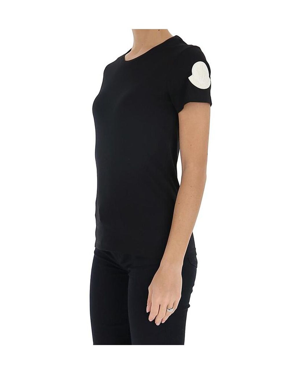 Moncler Black Logo-Patch Cotton T-Shirt