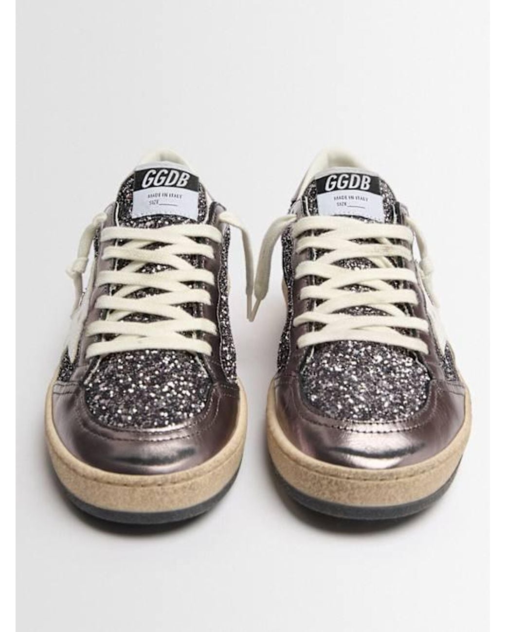 Golden Goose Deluxe Brand White Ballstar Glittered Sneakers