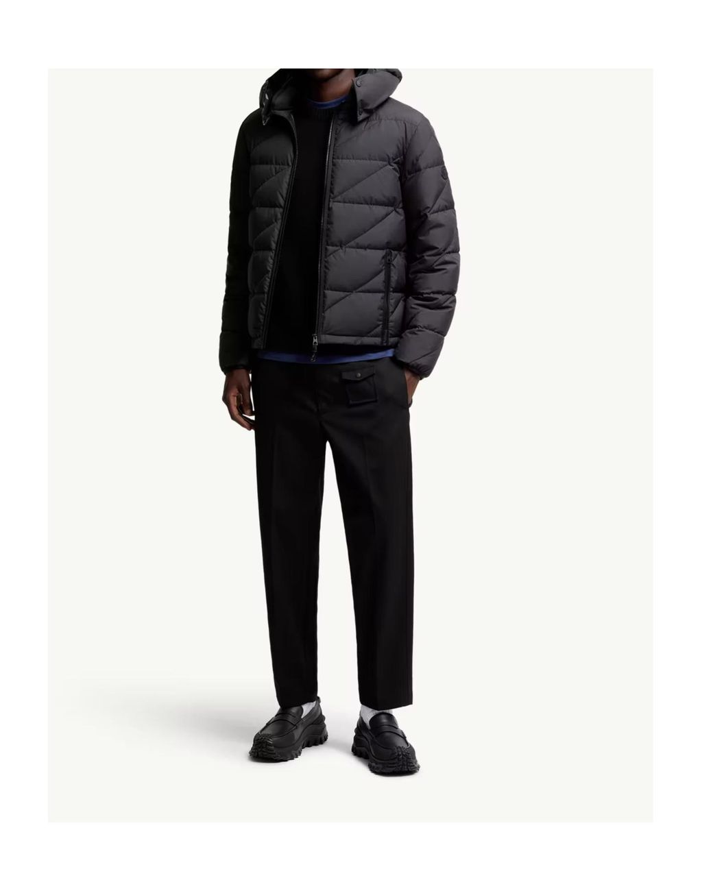 Moncler Gray Sciros Diagonal-Quilted Hooded Short Down Jacket for men