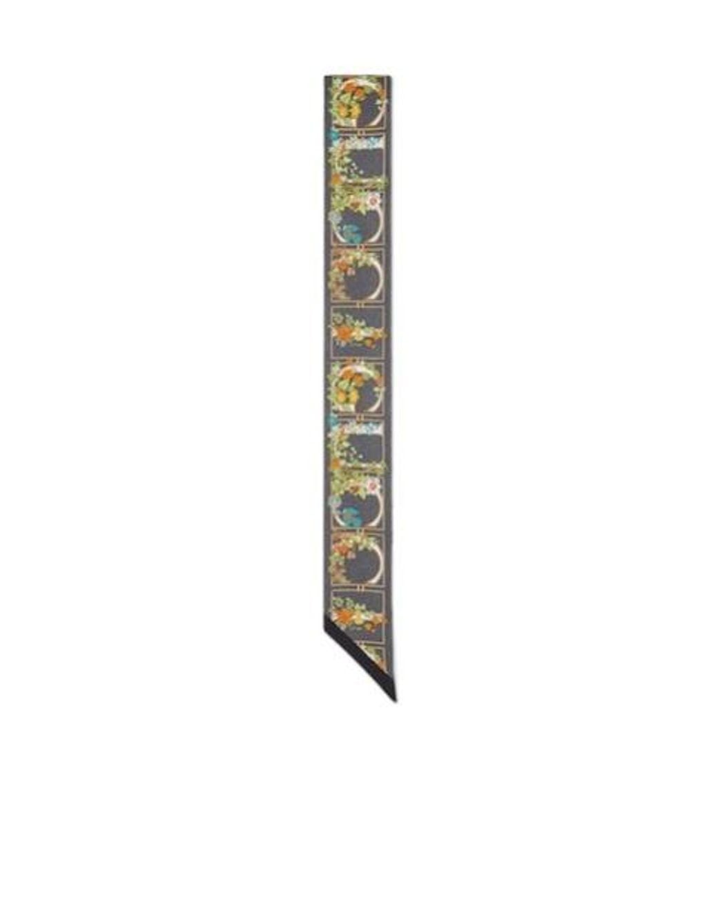 Gucci Brown Printed Silk Twill Neck Bow