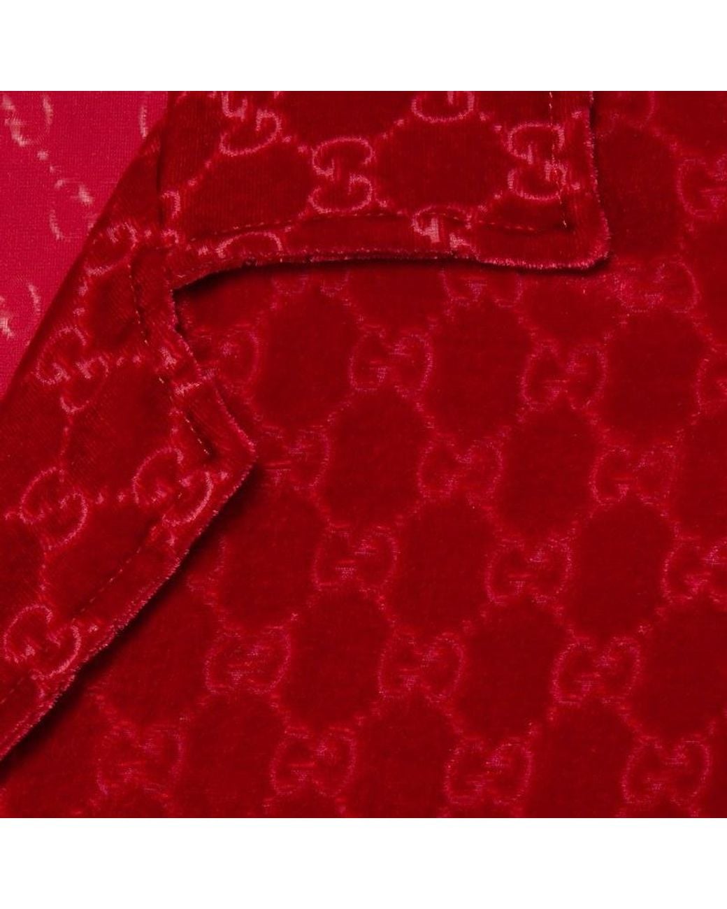 Gucci Red Gg Velvet Shirt