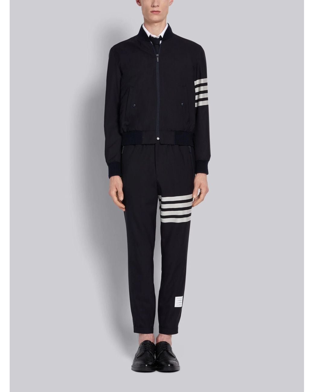 Thom Browne Black Plain Weave Suiting Track Pants for men
