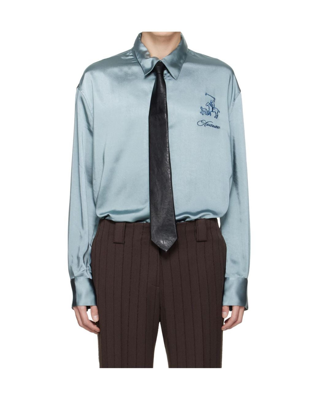 AVAVAV Blue Embroidered Logo Shirt for men