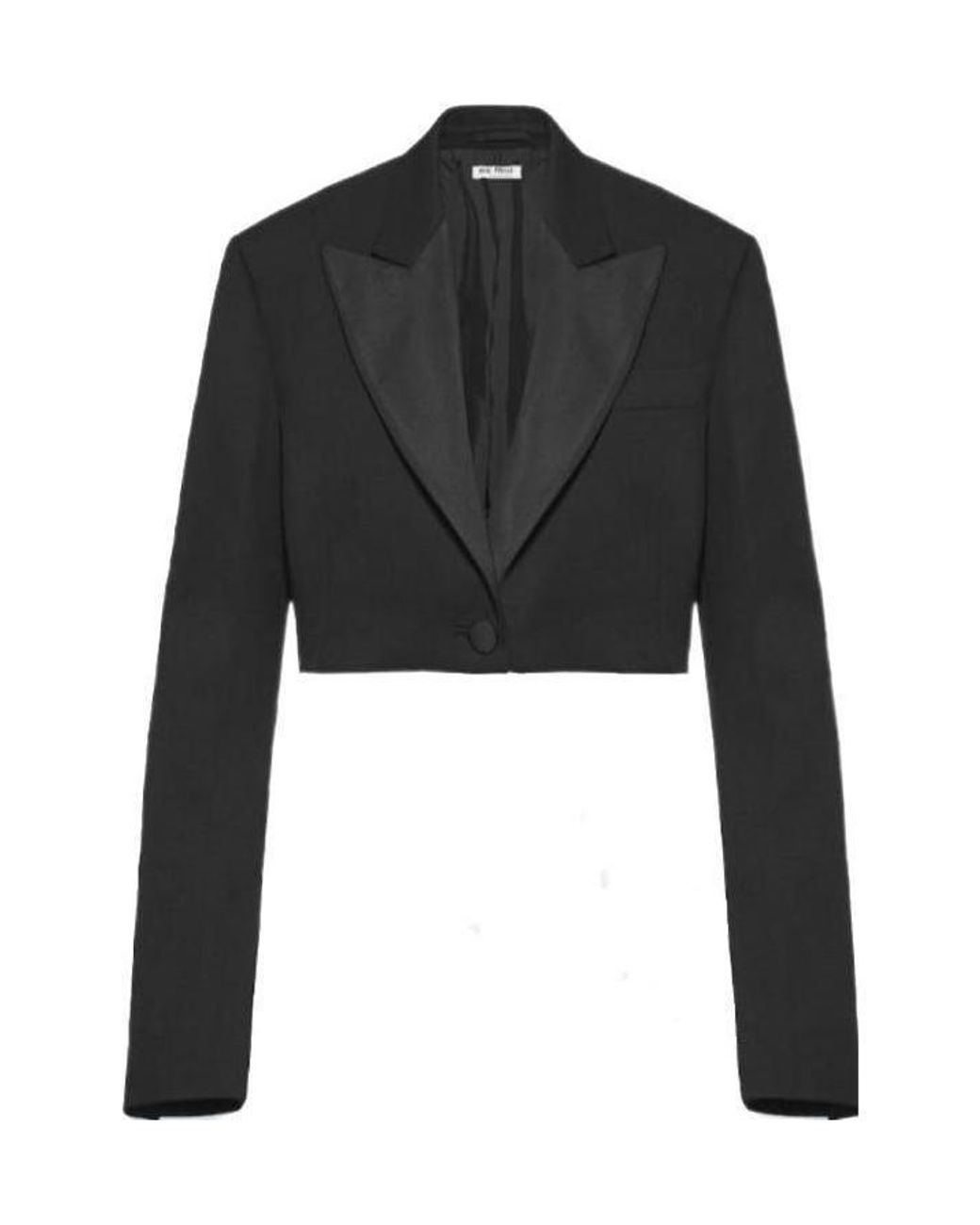 Miu Miu Black Cropped Grain De Poudre Jacket
