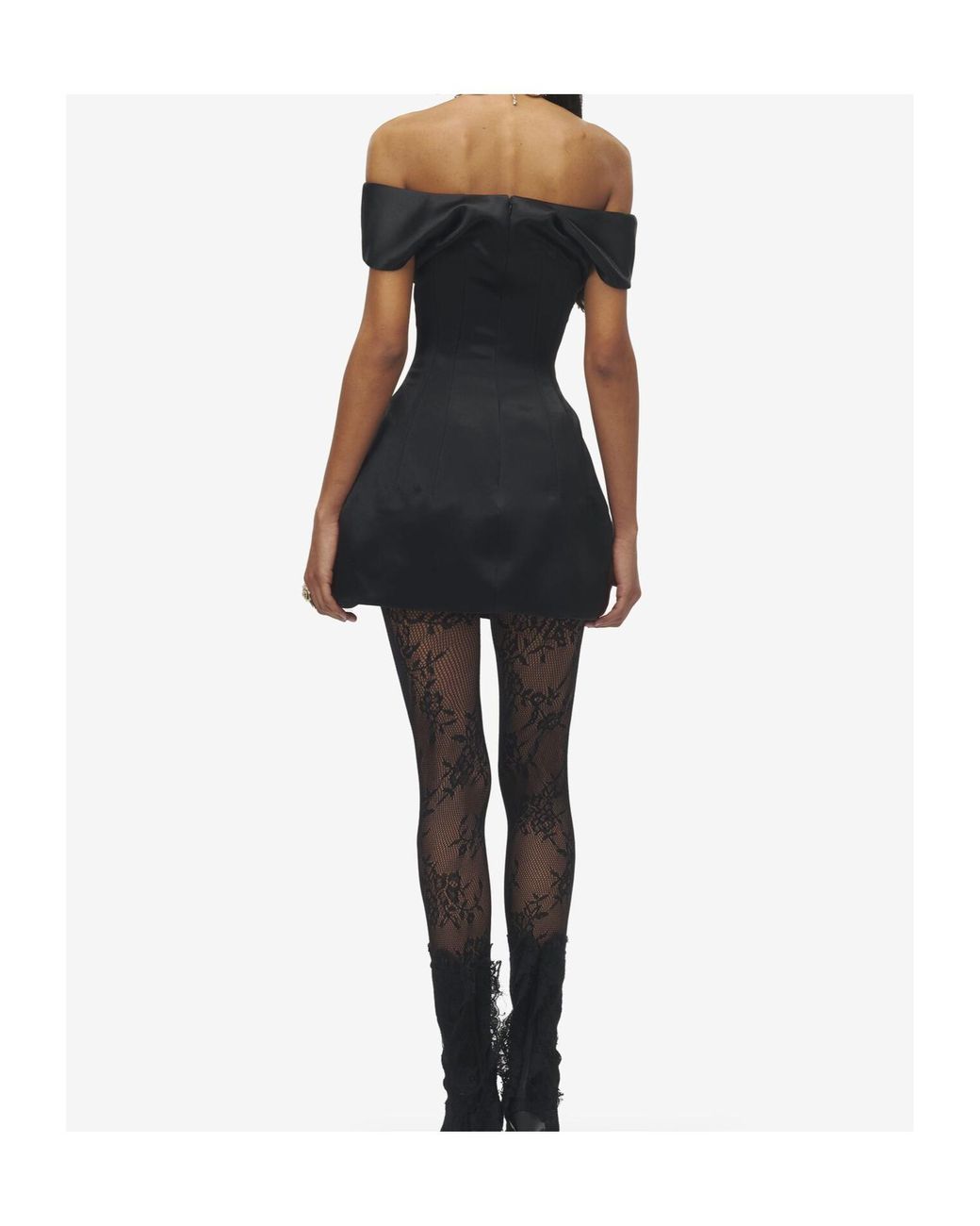 McQueen Black Off-The-Shoulder Mini Dress