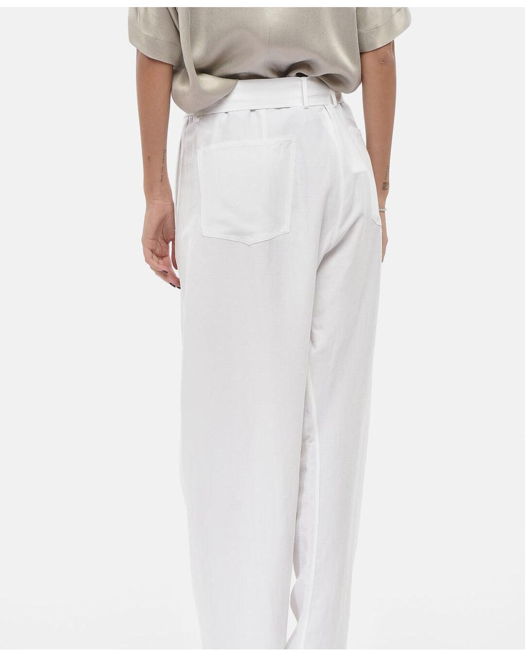 Magda Butrym White Belted Trousers