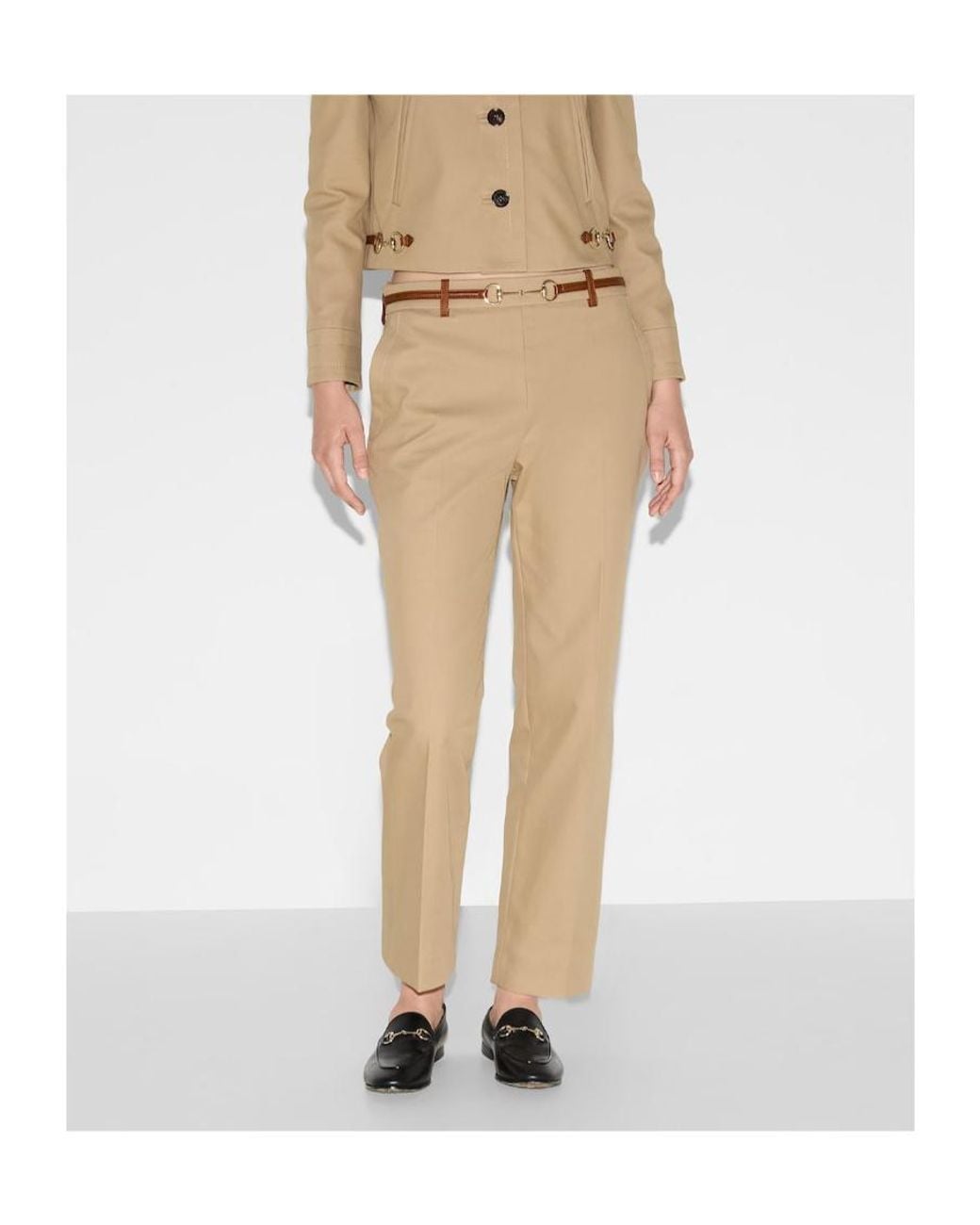 Gucci Natural Pleated Belted Pants
