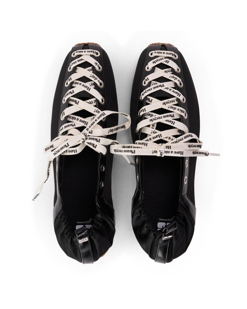 Ganni Black Lace-Up Ballet Shoes