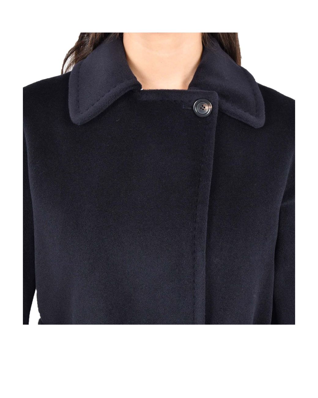 Max Mara Blue Studio Tenzone Tied-Waist Long-Sleeved Coat