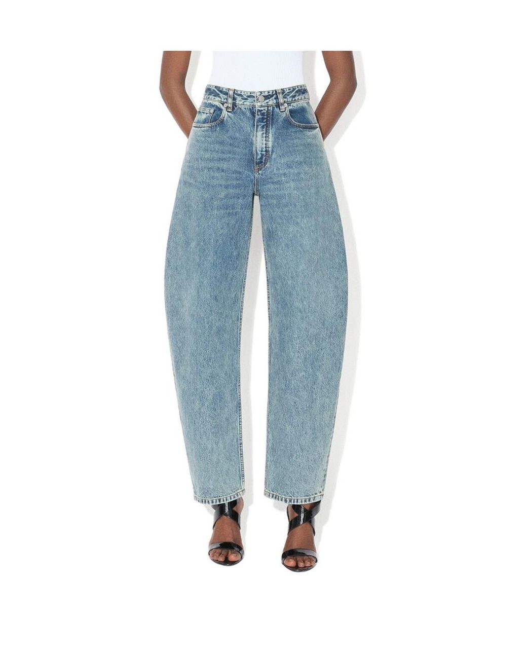 Alaïa Blue Alaïa Barrel-Leg Low-Rise Jeans